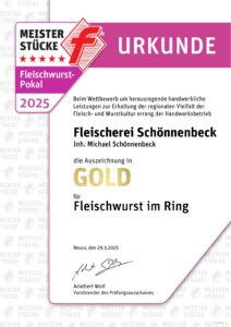 Bild Fleischwurst im Ring Urkunde