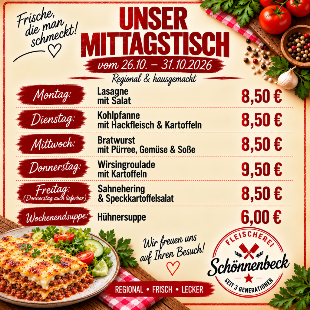 Mittagessen 20.10.2026