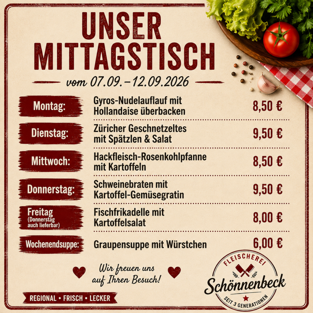 Mittagstisch 07.09.2026