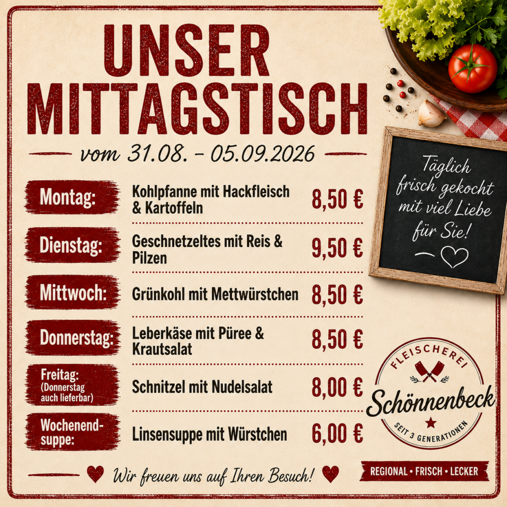 Mittagstisch 31.08.2026